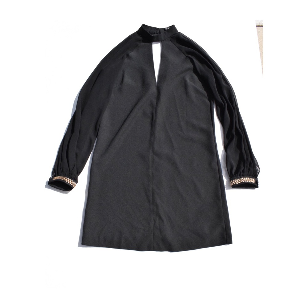 Miss Selfridge black dress with sheer sleeves
